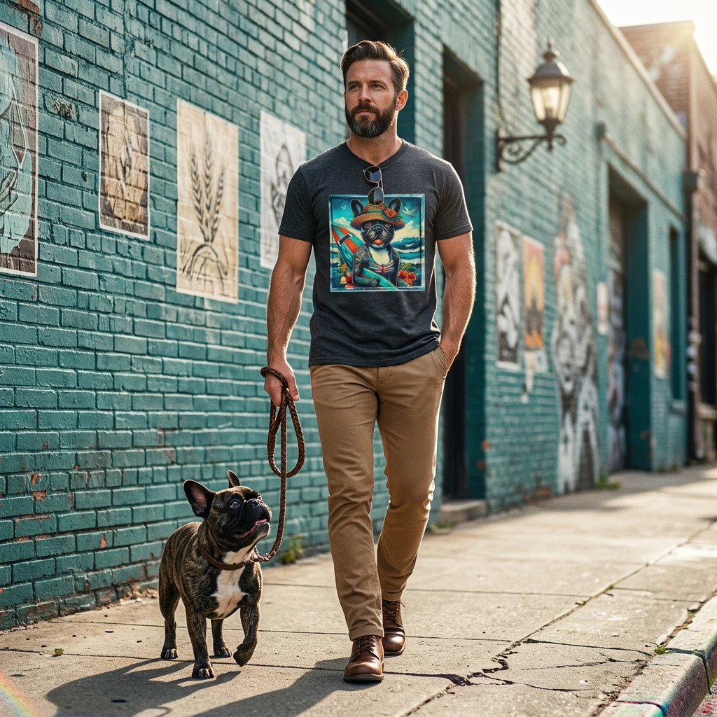French Bulldog Fun in the Sun Tee for Dog Lovers Lightweight Summer Shirt Premium Cotton T-Shirt Printify