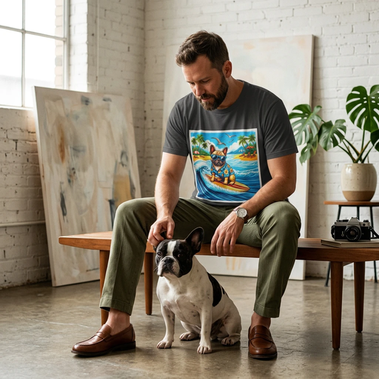 French Bulldog Hawaiian Beach Shirt For Dog Lovers Aloha Vibe Surf Style Unisex Tee T-Shirt Printify