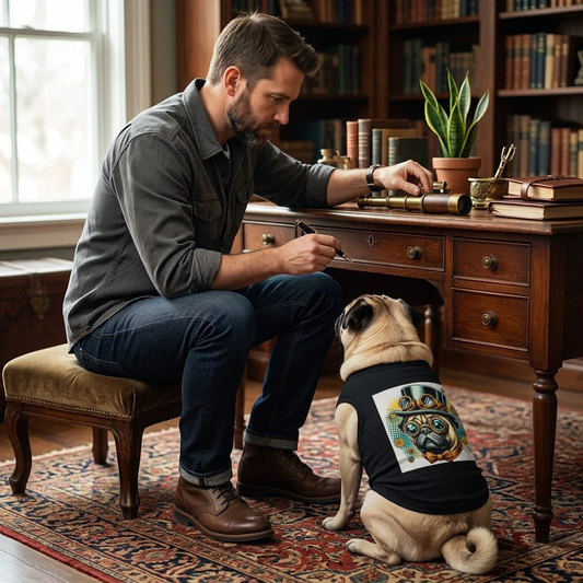 Pet Tank Top Pug steam punk Pets Printify
