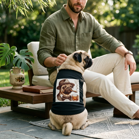 Pet Tank Top Pug drinking Pets Printify