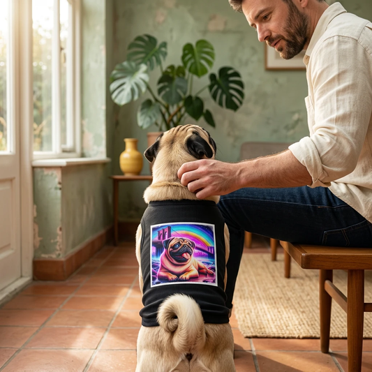 Pet Tank Top Pug pretty rainbow Pets Printify