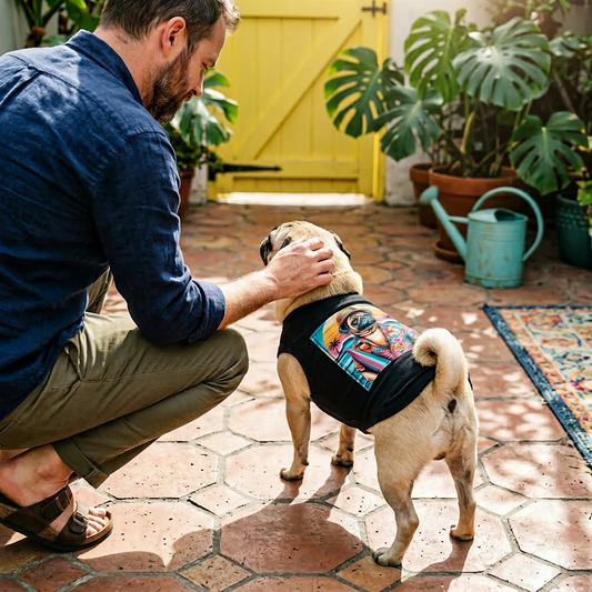 Pet Tank Top Pug surfing Pets Printify