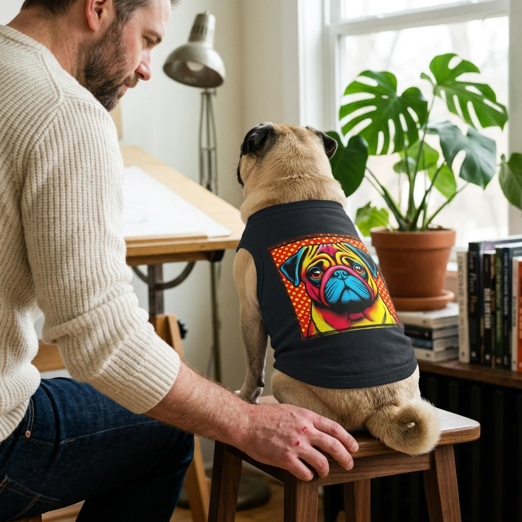 Pet Tank Top Pug comic book Pets Printify