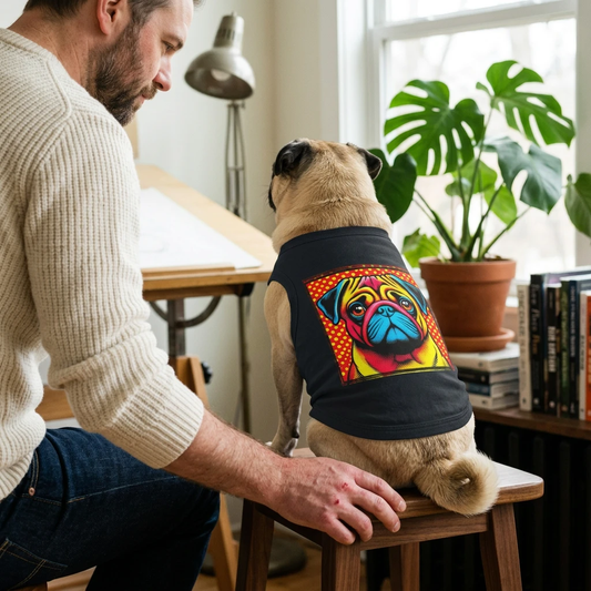 Pet Tank Top Pug comic book Pets Printify