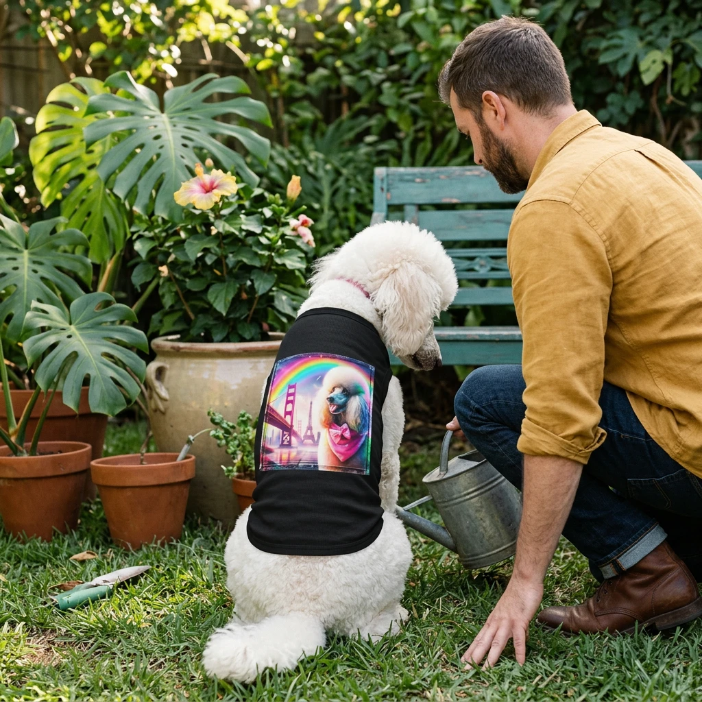 Pet Tank Top Poodle pink bridge shirt Pets Printify