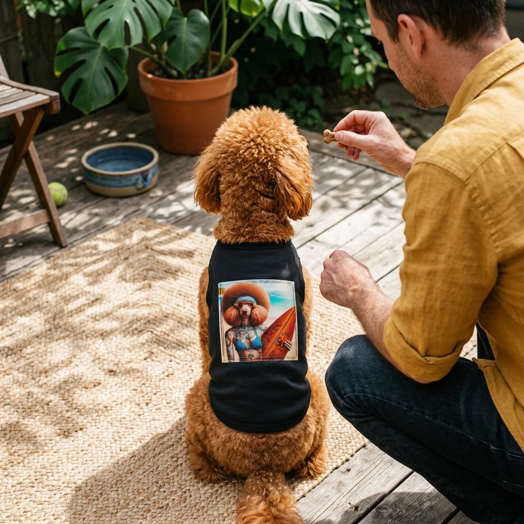 Pet Tank Top Poodle beach day shirt Pets Printify