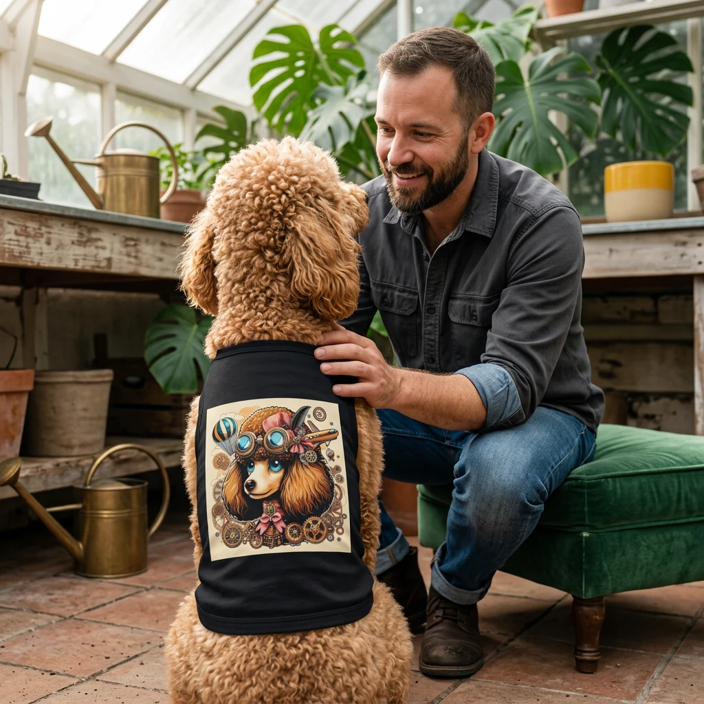 Pet Tank Top Poodle brown steampunk Pets Printify