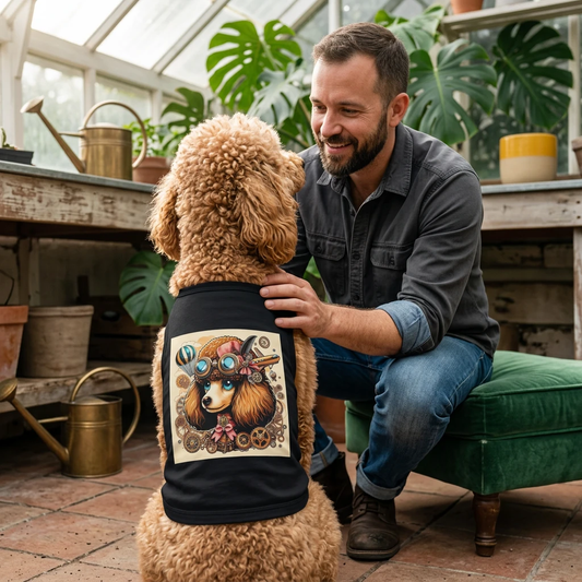 Pet Tank Top Poodle brown steampunk Pets Printify