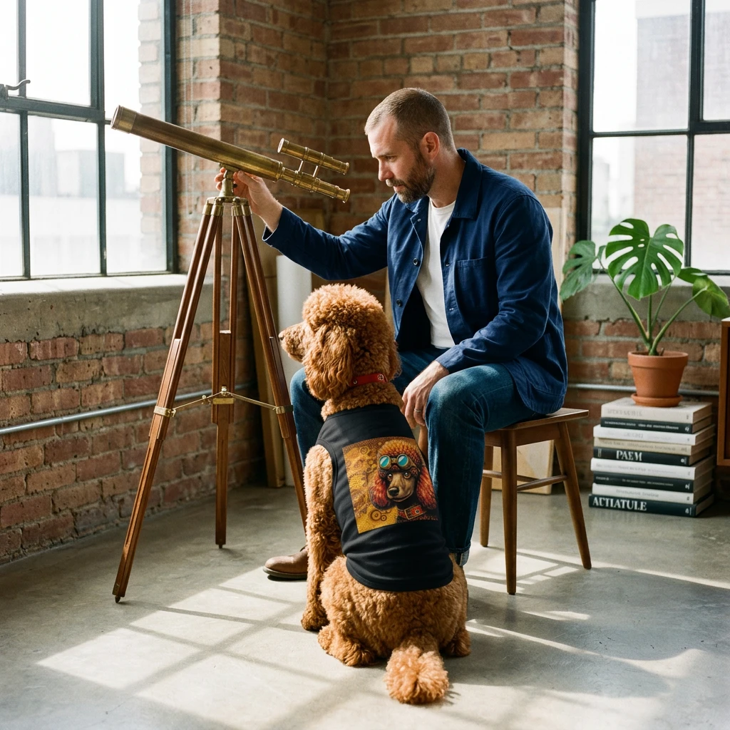 Pet Tank Top Poodle gold steam punk Pets Printify