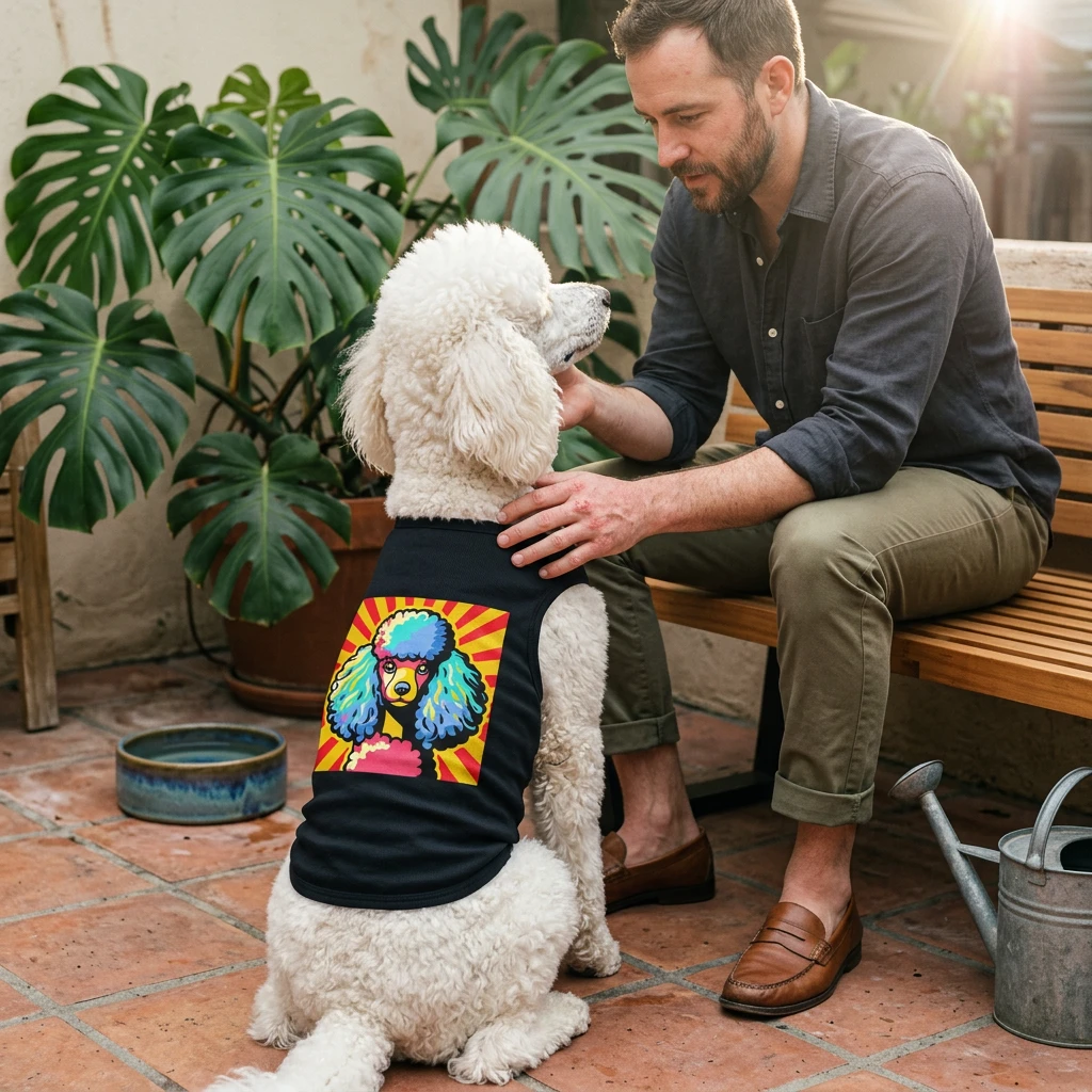Pet Tank Top Poodle comic book fun Pets Printify
