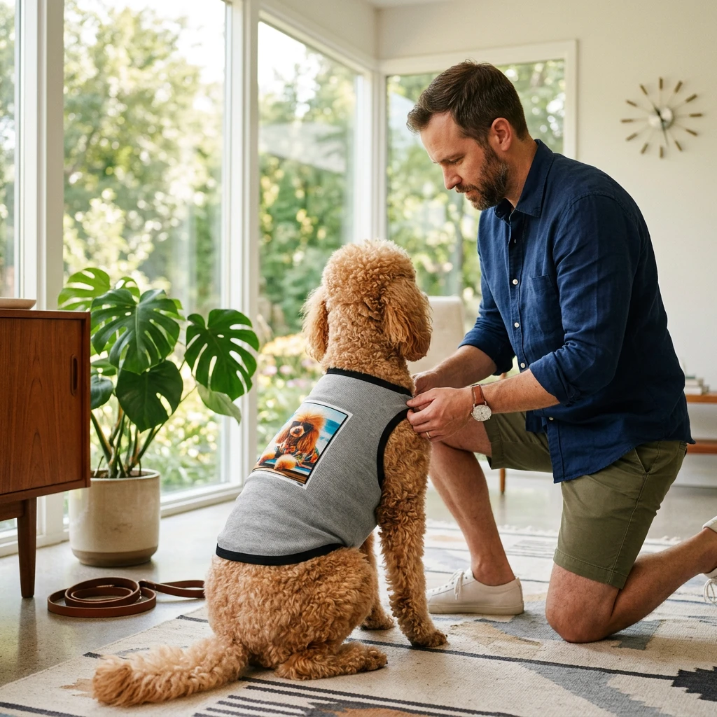 Pet Tank Top Poodle 80s surfer Pets Printify