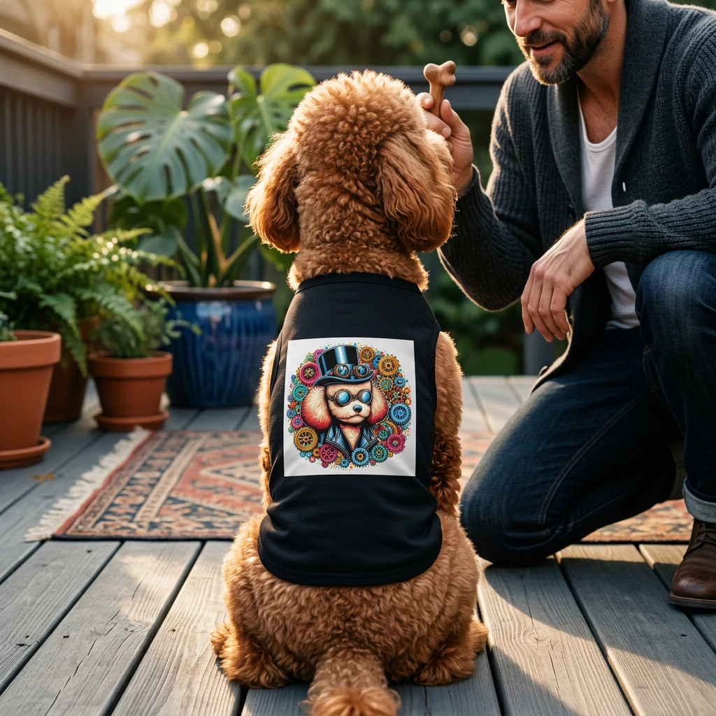 Pet Tank Top Poodle colorful gears Pets Printify