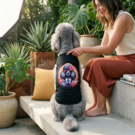 Pet Tank Top Poodle flower business msn Pets Printify