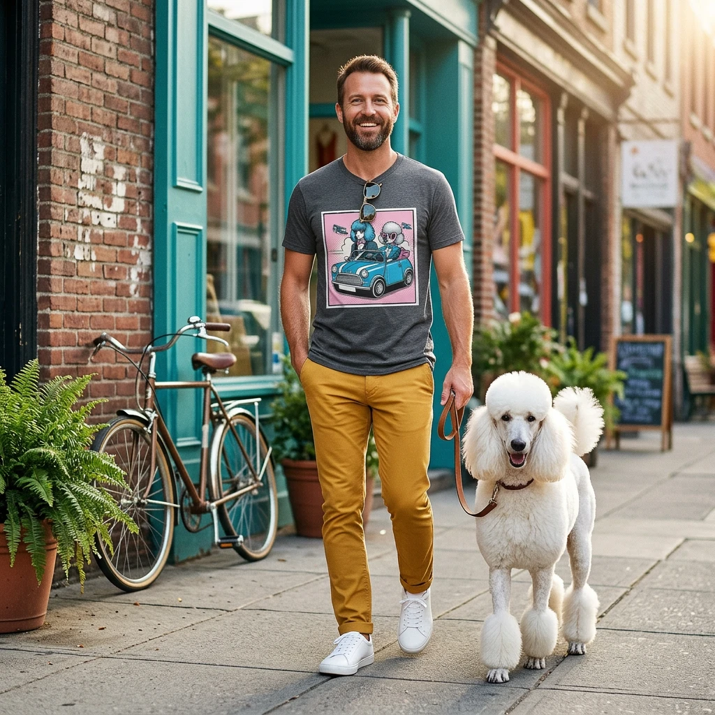 Wacky Poodle couple driving T-Shirt Printify