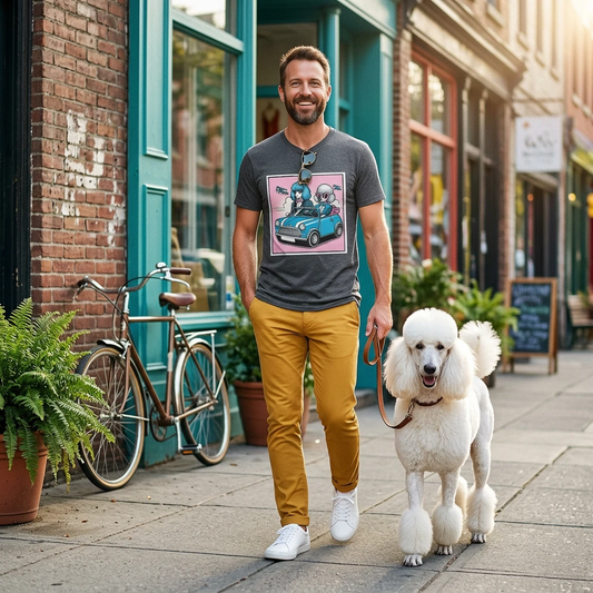 Wacky Poodle couple driving T-Shirt Printify