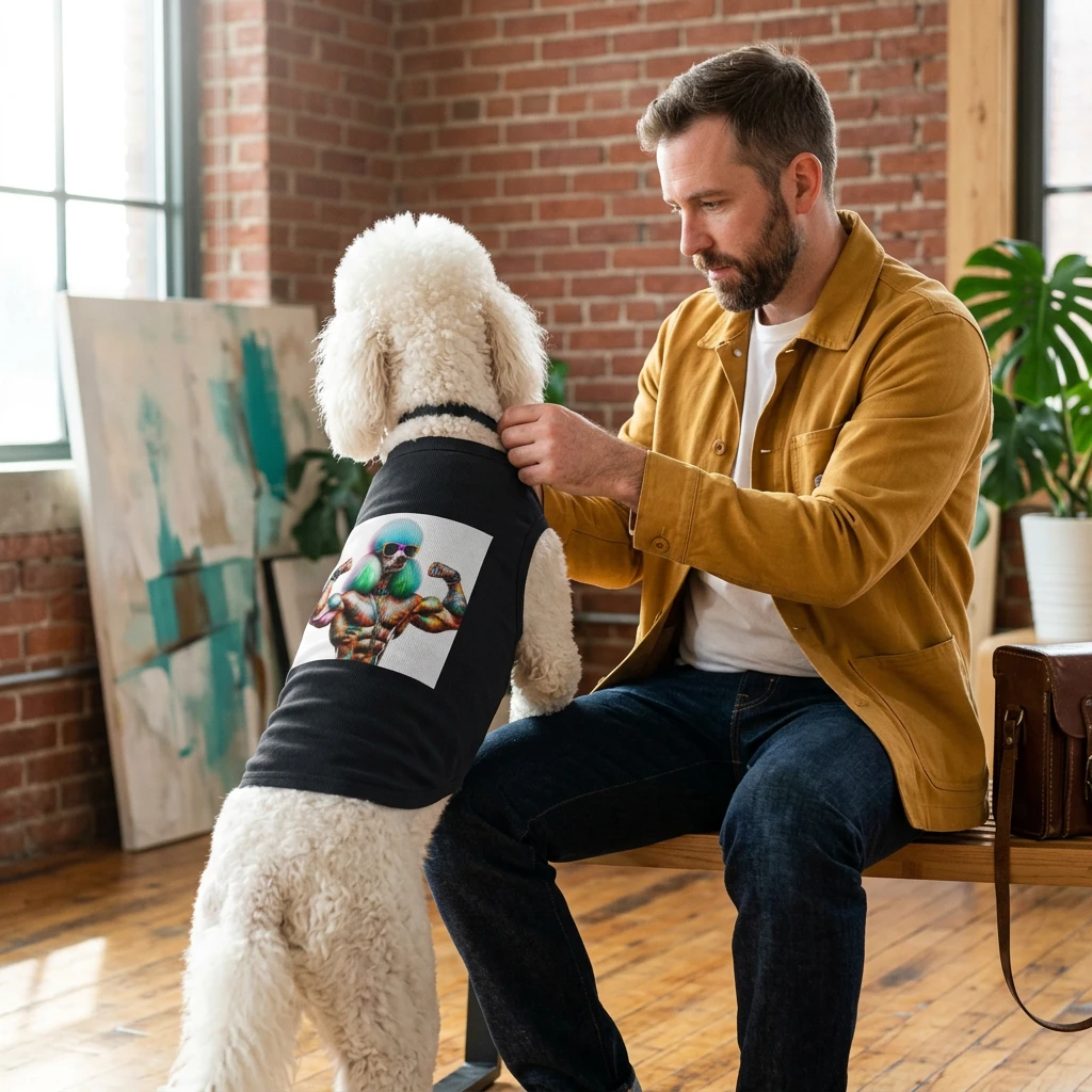 Pet Tank Top Poodle arm muscles shirt Pets Printify