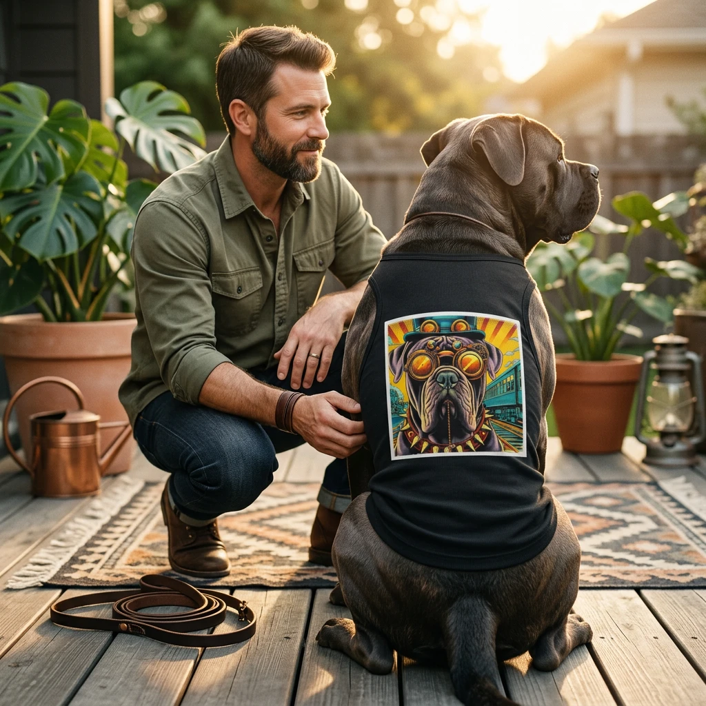 Cane Corso Dog Tank Top Spiked Collar Steampunk Pet Apparel For Large Breed Outdoor Wear Pets Printify