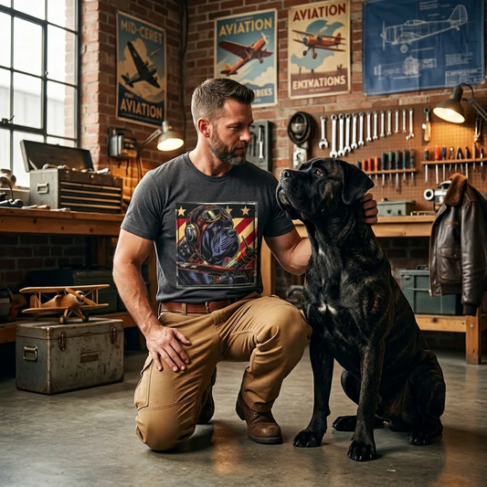 Cane Corso Pilot Dog Shirt Large Breed Guard Dog Premium Apparel Protective Guardian Design T-Shirt Printify