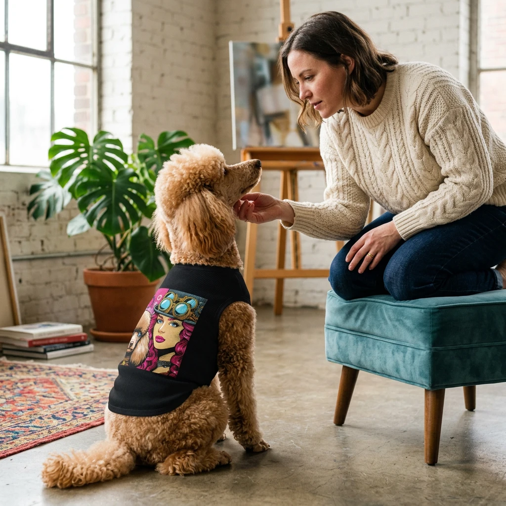 Pet Tank Top Poodle girl and doggie Pets Printify