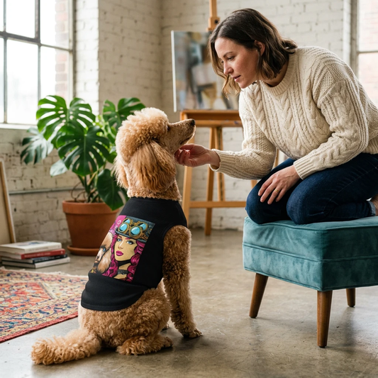Pet Tank Top Poodle girl and doggie Pets Printify