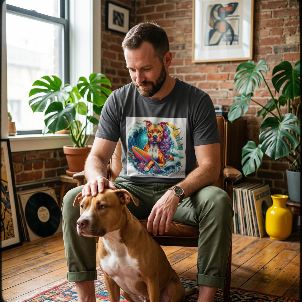 Pit Bull surfer puppy shirt T-Shirt Printify