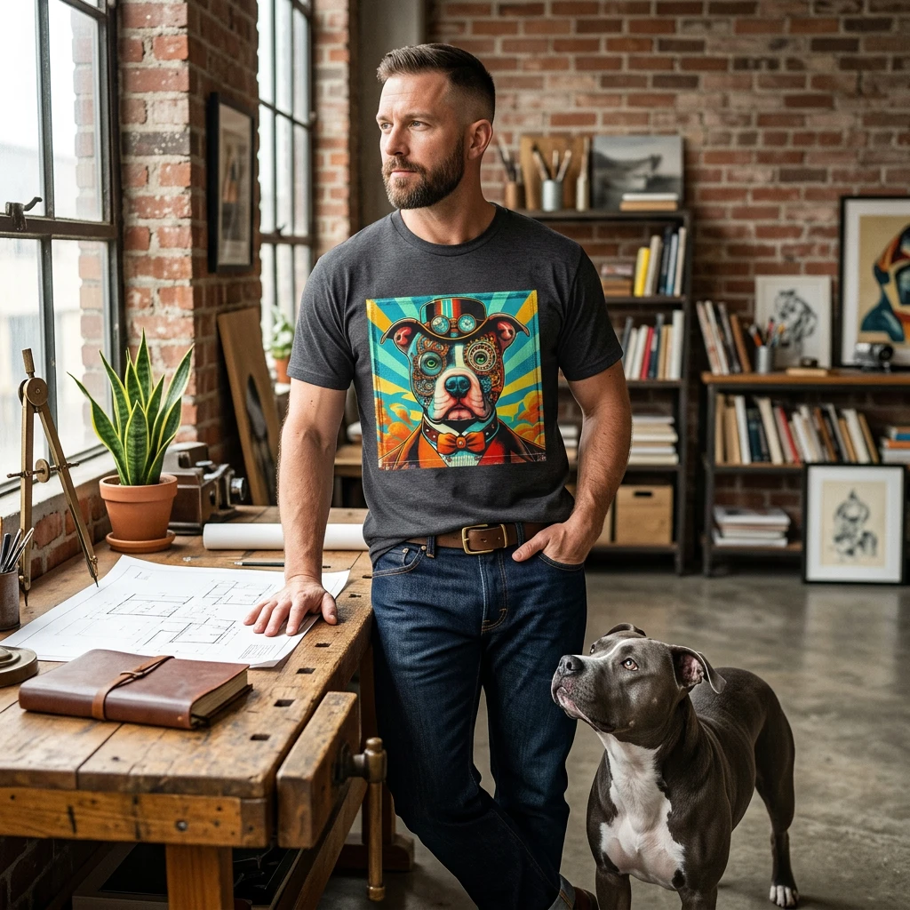 Pit Bull steam punk shirt T-Shirt Printify