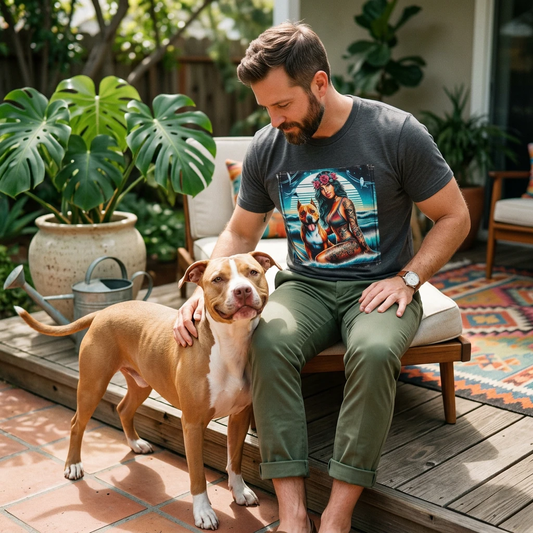 Pit Bull Hawaiian girl shirt T-Shirt Printify