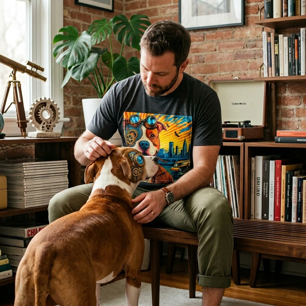 Pit Bull colorful steam punk shirt T-Shirt Printify