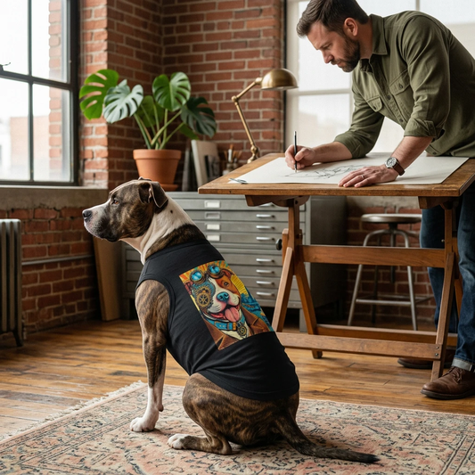 Pet Tank Top Pit Bull steam punk Pets Printify