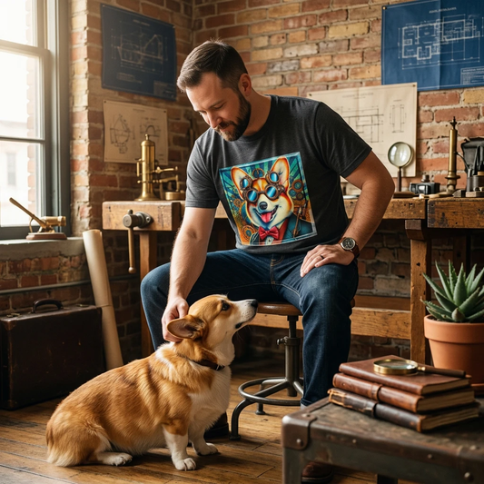 Pembroke Welsh Corgi steam punk T-Shirt Printify