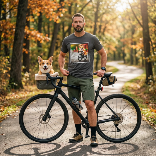 Pembroke Welsh Corgi bike riding T-Shirt Printify