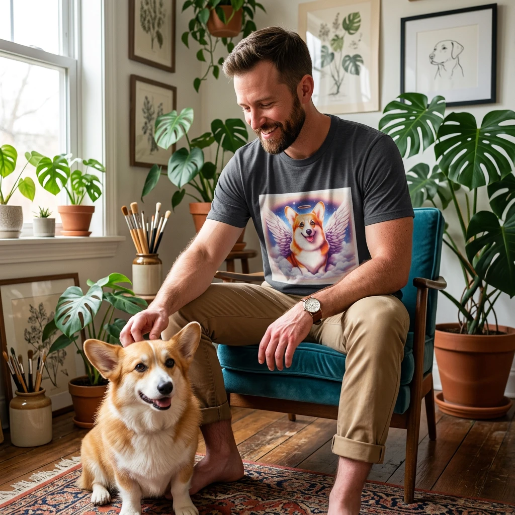 Pembroke Welsh Corgi pink angel T-Shirt Printify