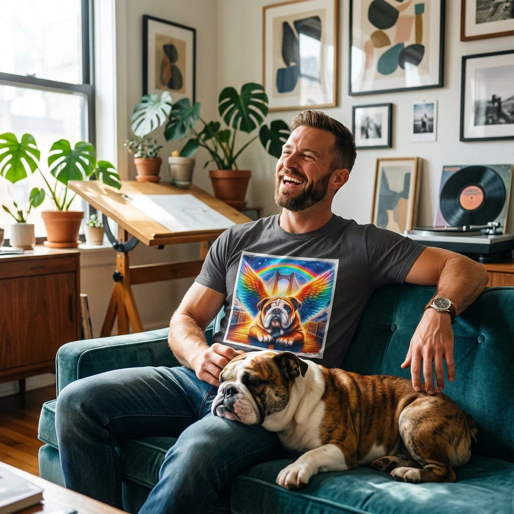 Bulldog Rainbow Angel Graphic T Shirt For English Bulldog Lovers Cute Bulldog Tee T-Shirt Printify
