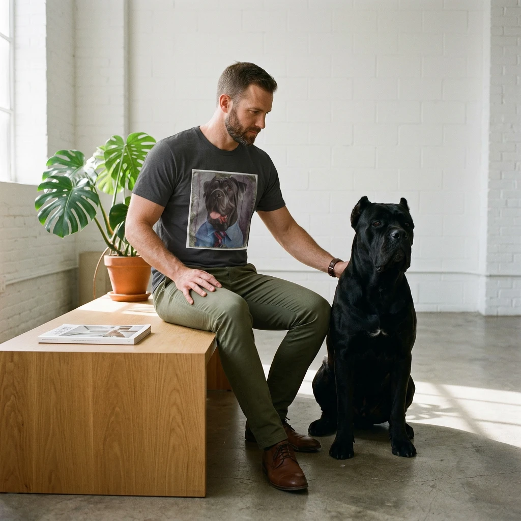 Cane Corso Wearing Suit And Tie TShirt Graphic Tee For Dog Lovers Italian Mastiff Gift T-Shirt Printify