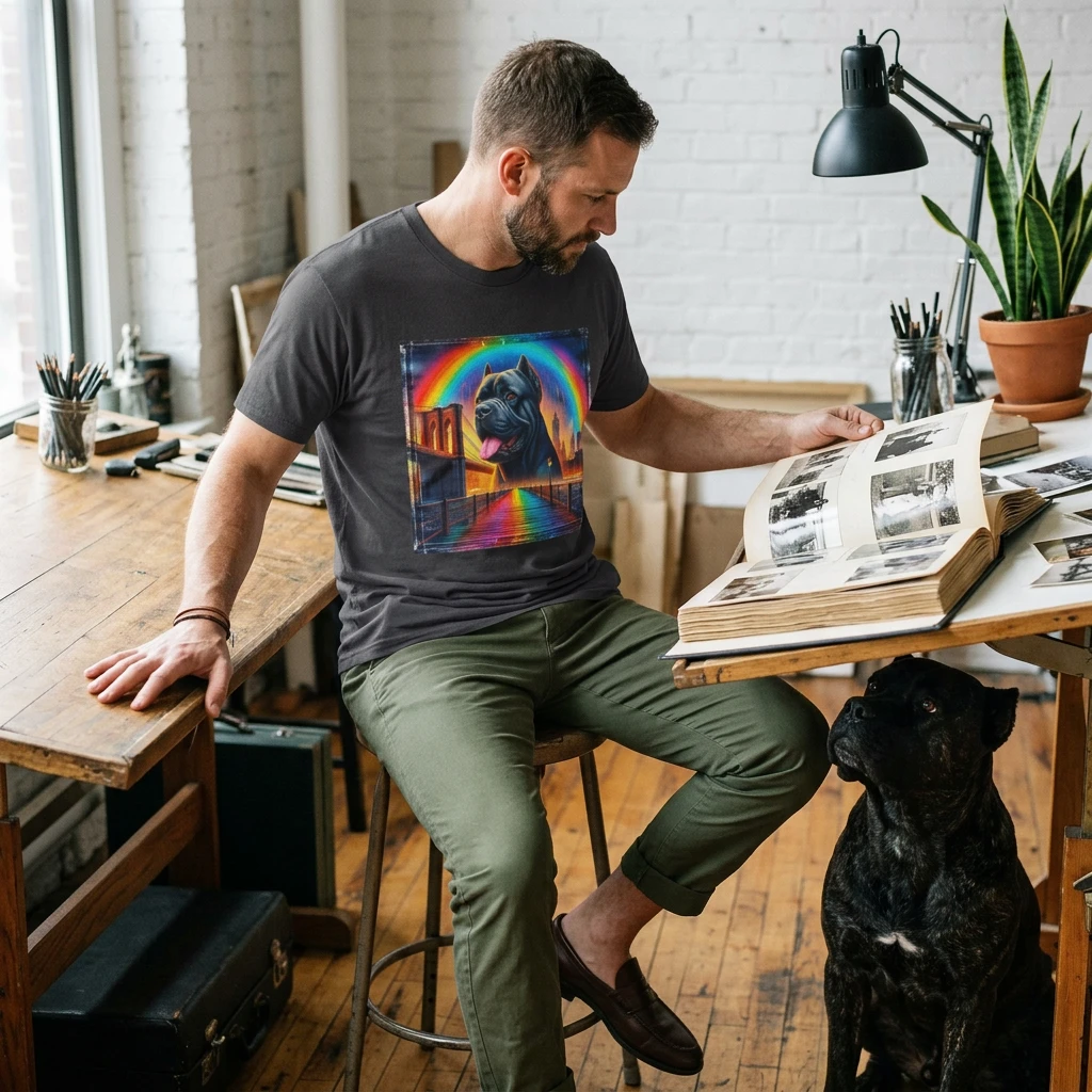 Cane Corso Rainbow Bridge T Shirt For Dog Lovers Memorial Tee Gift Idea With Artwork T-Shirt Printify