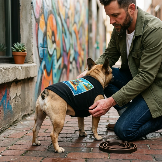 Blue Waves Pet Tank Top For French Bulldog Comfortable Fit Soft Stretchy Fabric Shirt Pets Printify
