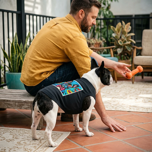 French Bulldog Pet Tank Top With Colorful Comic Design Soft Stretchy Fabric Comfortable Fit for Small to Medium Dogs Pets Printify