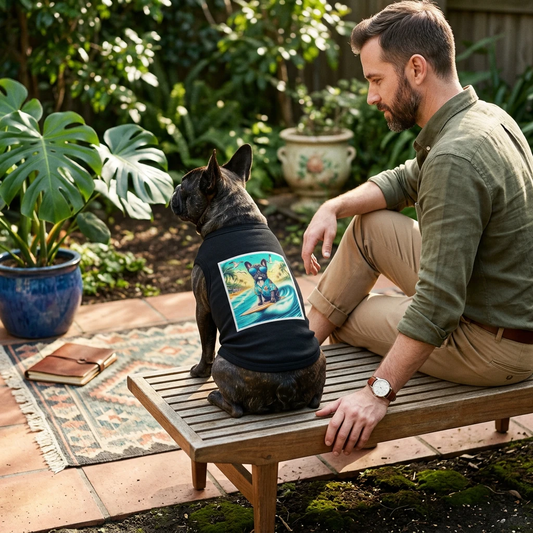 French Bulldog Pet Tank Top California Waves Print Chic And Comfortable Soft Stretchy Fabric For Snug Fit Pets Printify