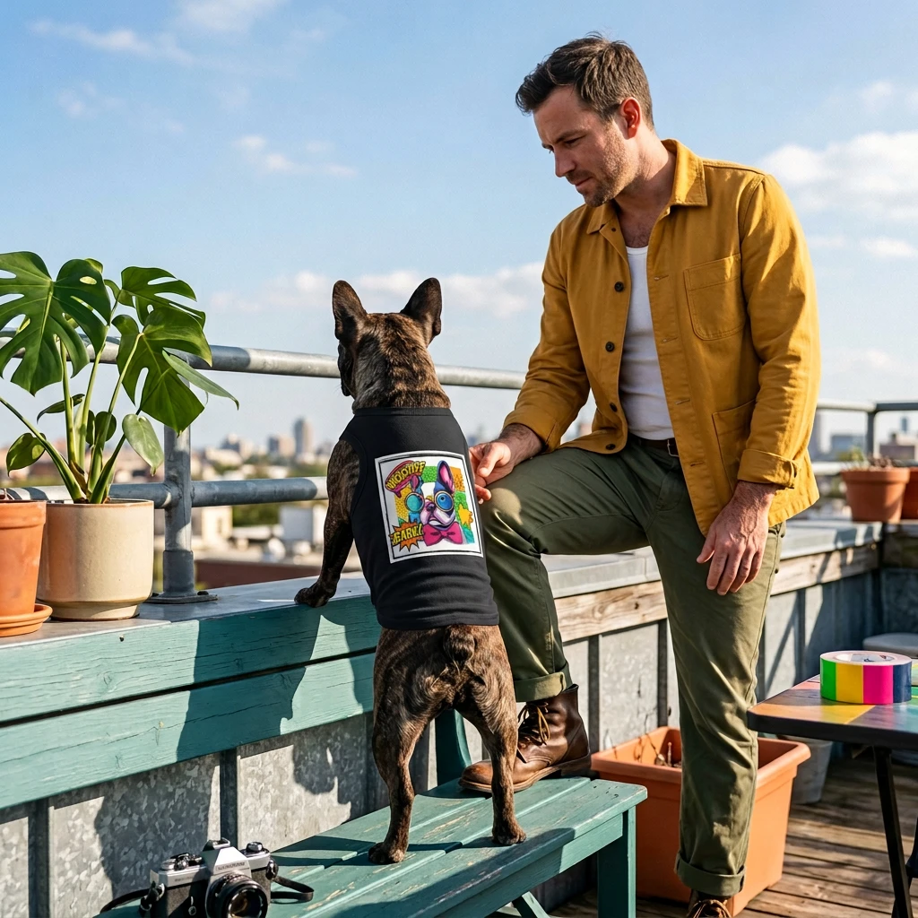 Chic French Bulldog Tank Top Pet Tee Comic Book Style Breathable Comfortable Fit Durable Fabric for Dogs Pets Printify