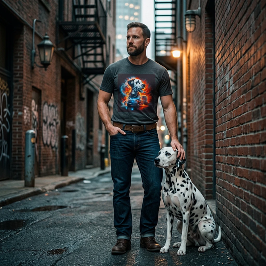 Dalmatian Fireman Hero T Shirt For Firefighter Dog Lovers Graphic Tee With Spot Pattern T-Shirt Printify