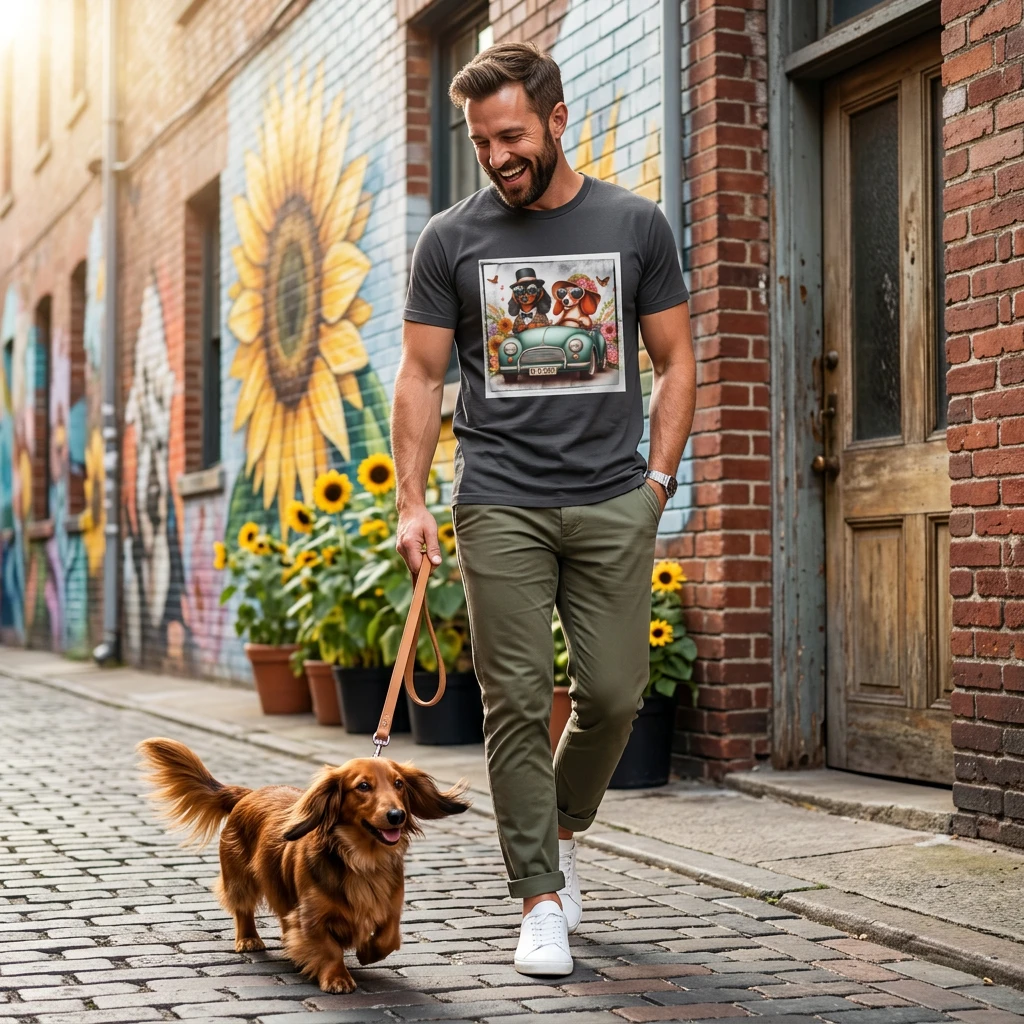 Wacky Dachshund Car Driving T Shirt for Dog Lovers Funny Short Legged Breed Gift T-Shirt Printify
