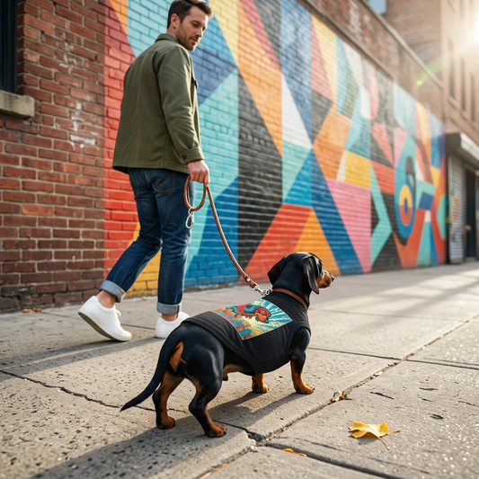 Pet Tank Top Dachshund Flying Superhero Shirt For Dogs Breathable Summer Costume Design Pets Printify