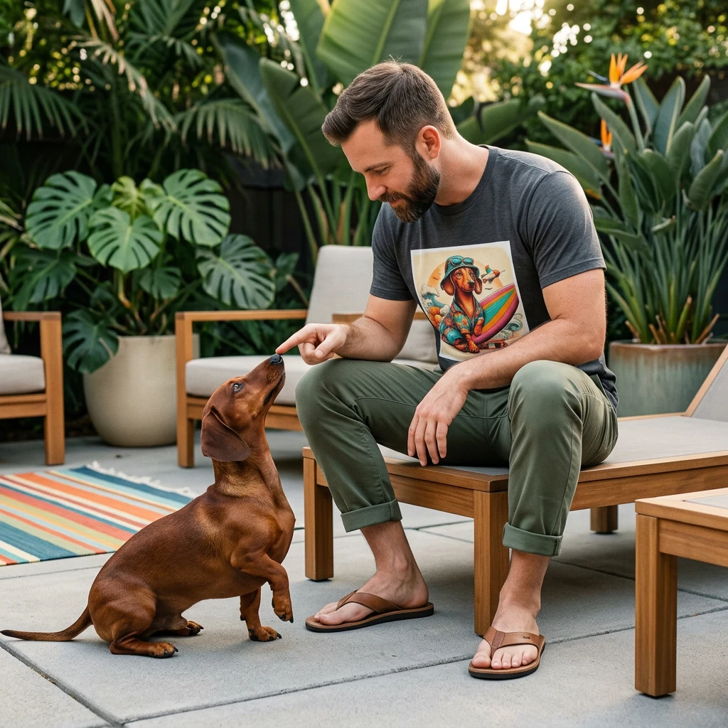 Dachshund beach waves t shirt T-Shirt Printify
