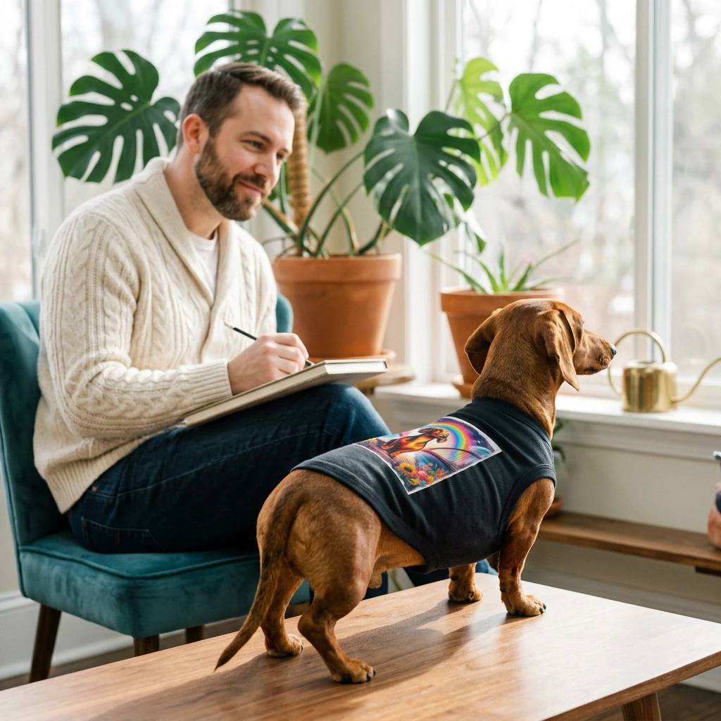 Dachshund Pet Tank Top Colorful Bridge Design T Shirt For Dogs Breathable Lightweight Summer Apparel Pets Printify