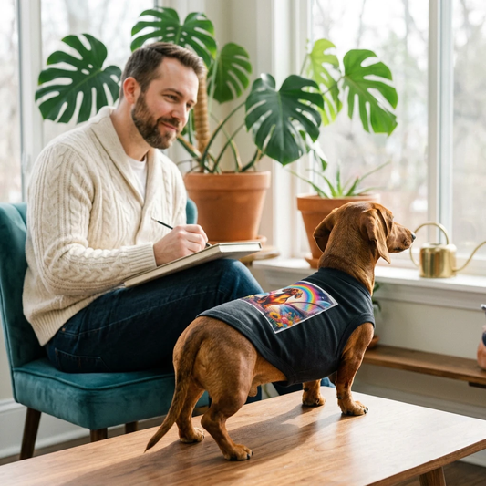 Dachshund Pet Tank Top Colorful Bridge Design T Shirt For Dogs Breathable Lightweight Summer Apparel Pets Printify