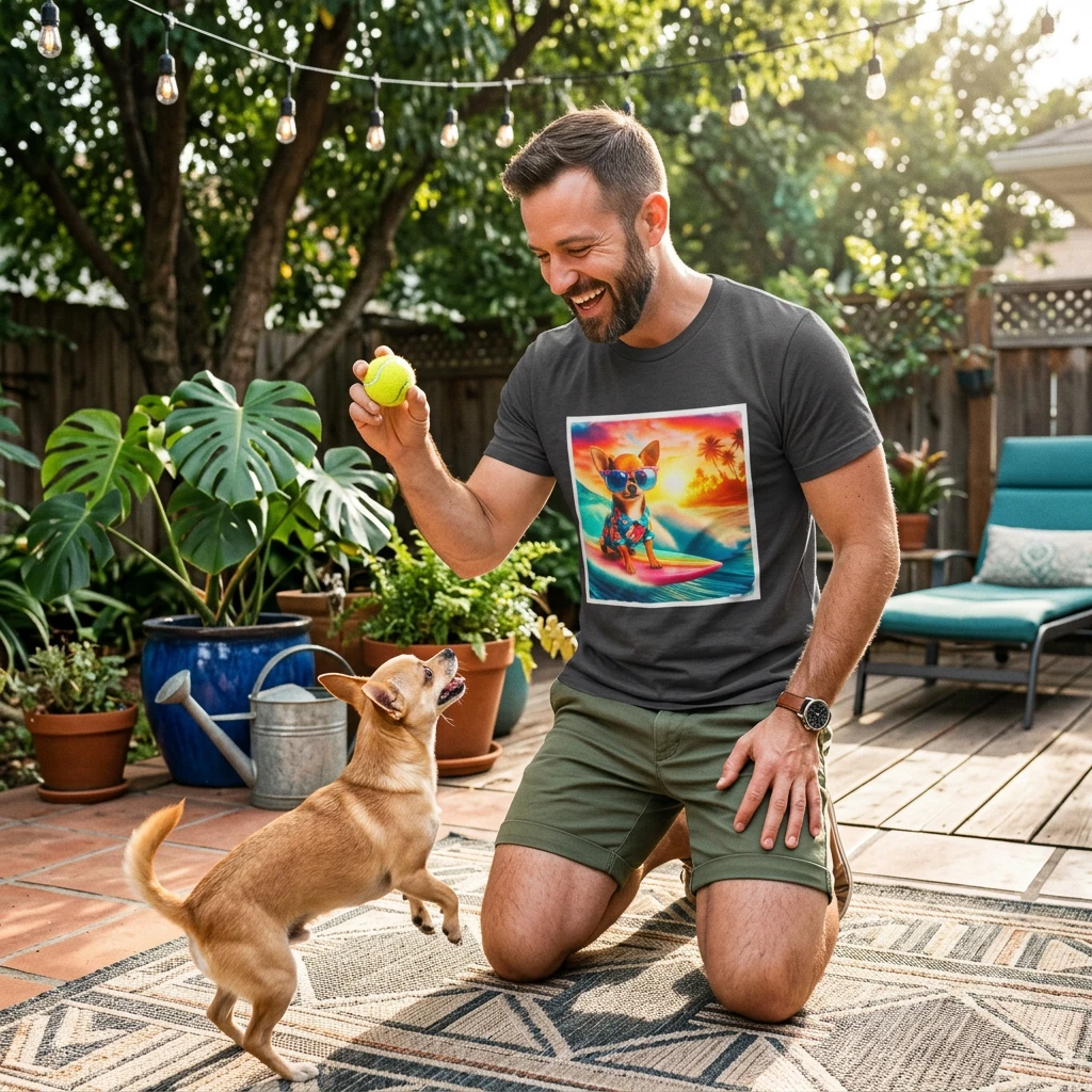 Chihuahua Colorful Sunset T Shirt For Dog Lovers Unisex Graphic Tee Premium Cotton Gift Idea T-Shirt Printify