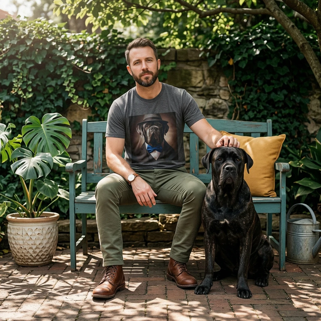 Cane Corso Dapper Dog T Shirt Graphic Tee For Lovers Of Large Guard Dogs And Protective Pets T-Shirt Printify