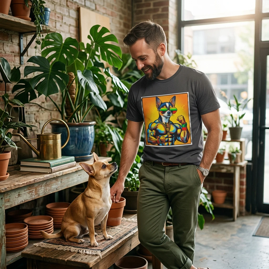 Chihuahua Tough Guy T Shirt For Small Dog Lovers Graphic Tee Cute Canine Apparel Line T-Shirt Printify
