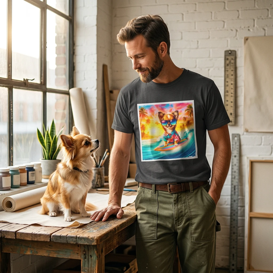 Chihuahua Surfing T Shirt For Small Dog Lovers Cute Surfing Pup Apparel Gift Idea T-Shirt Printify