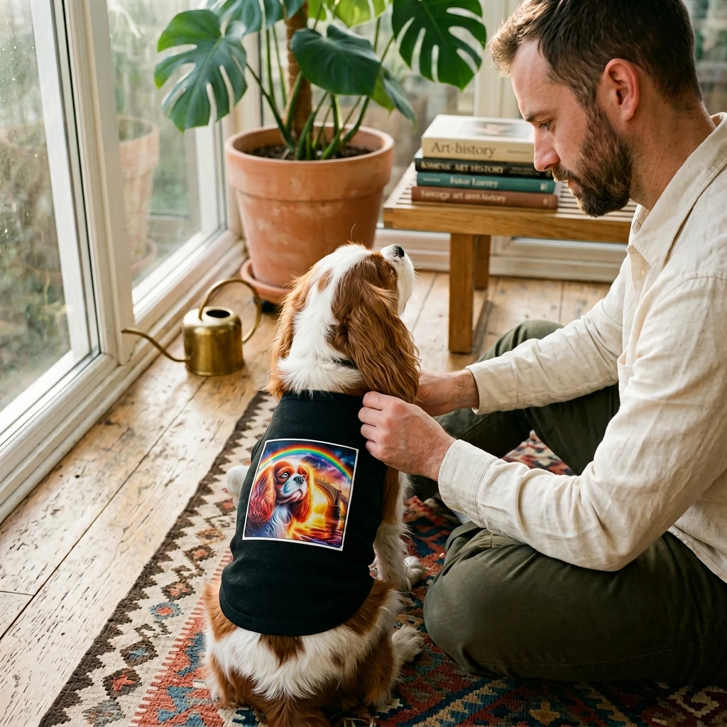 Cavalier King Charles Spaniel Rainbow Bridge Tank Top Pet Shirt Memorial Dog Tee Pets Printify